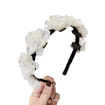 Bandeau fascia per capelli Pearl Resin Headband Luxury Hair Accessories Korean Handmade Wedding Bride Flower Hairband Sweet For Women Girls Gift